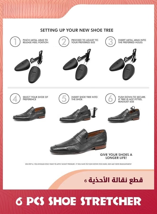 EETU Shoe Stretcher,6 Pair Plastic Adjustable Length Men Shoe Tree Stretcher,Wide Feet Shoe Stretchers Shoe Tree Stretcher Shaper For Men With Tension Spring Coil For Most Shoes,Black - Image 4